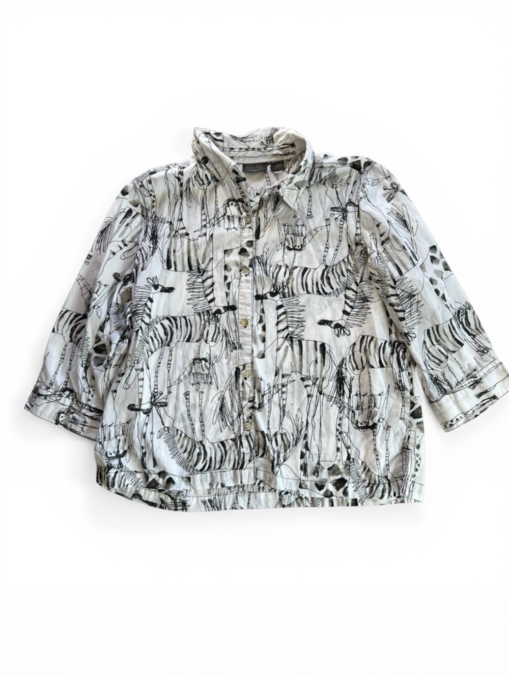 Additions by Chico 100% Cotton Button Down Women’s Animal Print Top - 2(L)